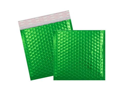 Luftpolstertaschen Metallic Bubble Bags 165x165 mm Haftklebend Grün glänzend